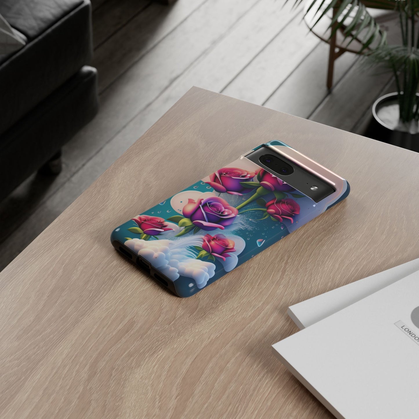 Floral Dream Tough Phone Case — Rose Bouquet Clouds Design