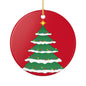 Christmas Tree Ceramic Ornament — Double-Sided Red Holiday Decoration