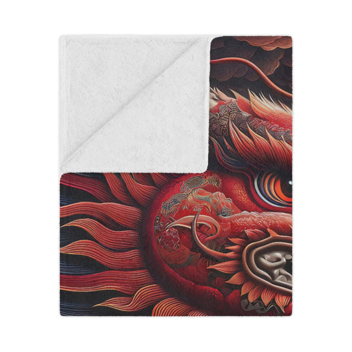 Red Dragon Minky Blanket — Soft Plush Throw with Fiery Asian Dragon Art