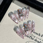 365nails: "Celestial Dream" – Iridescent Cat Eye & Oversized Crystal Handmade Stiletto Nails