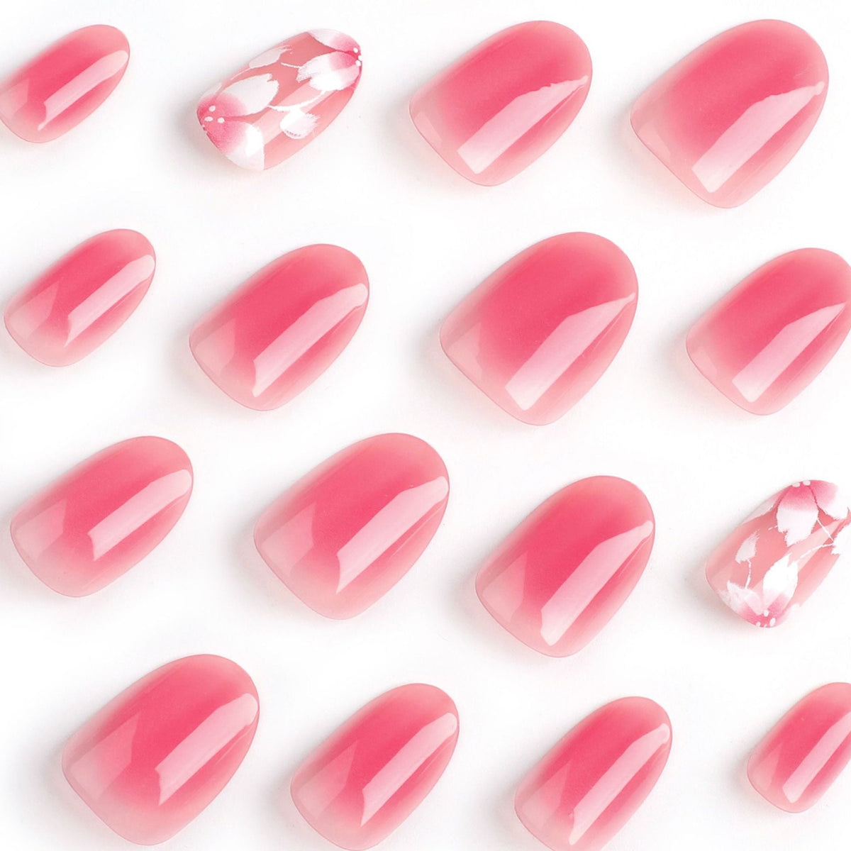 Press-on nails pads, blush, pink glitter, fake nails, white flowers, short styles, press on nails pads ins wind – Image 3