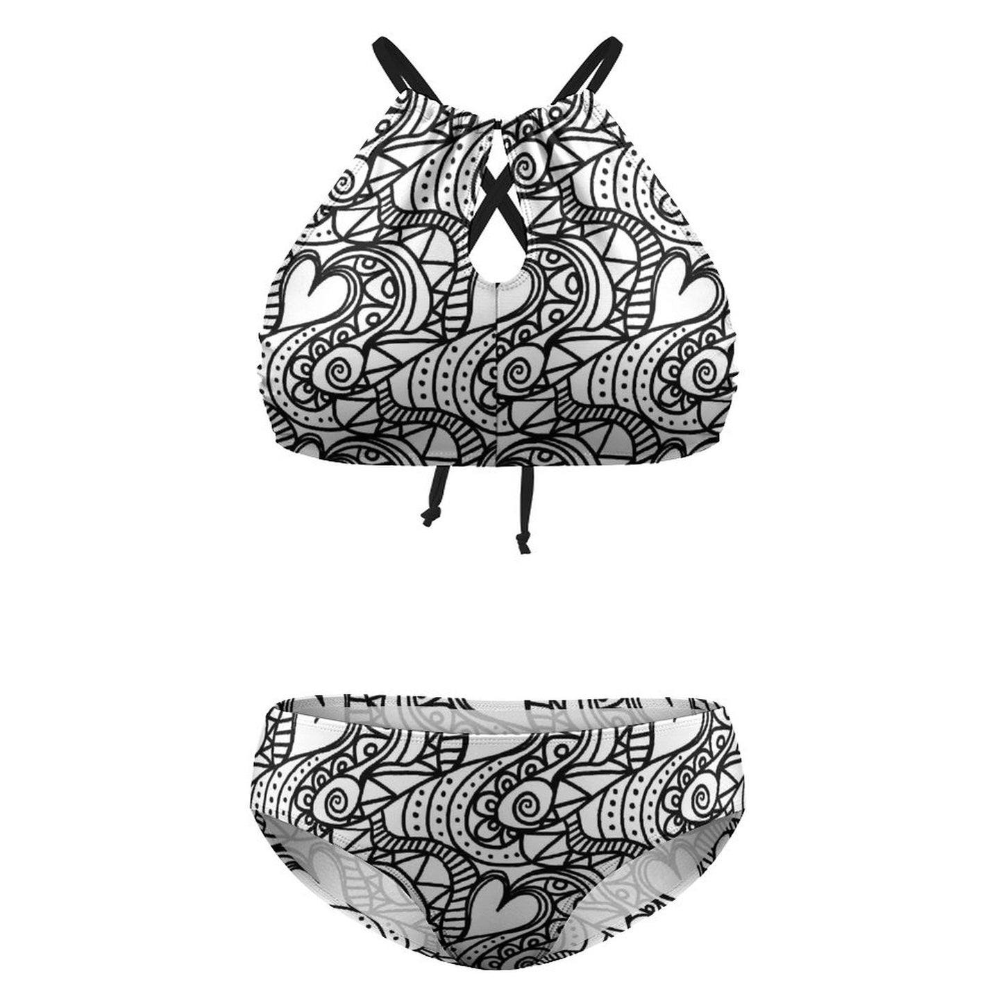 Plus Size Women's Two piece Swimsuit with High Neck Halter Top