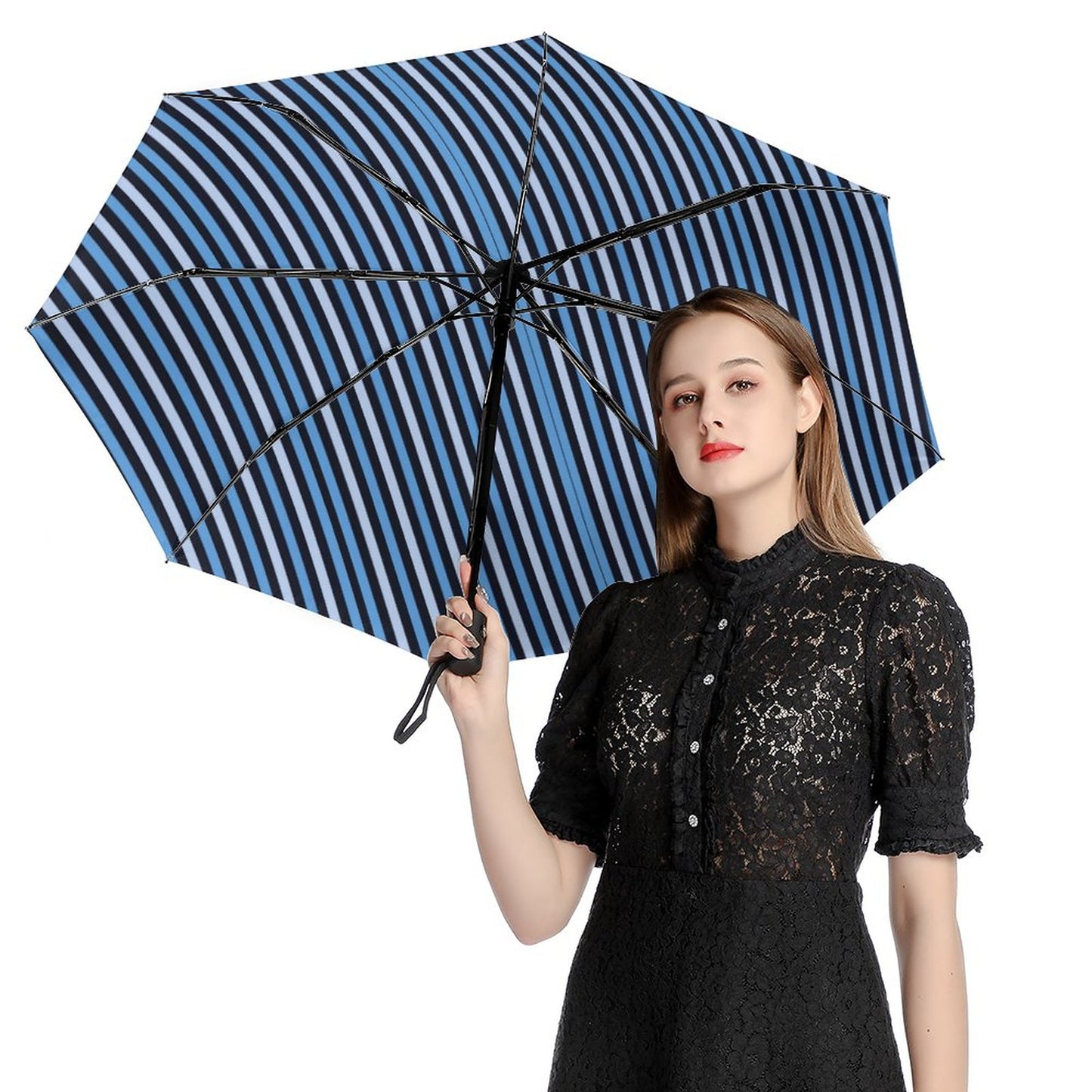 Automatic Umbrella with Hearts Print Inside Pattern