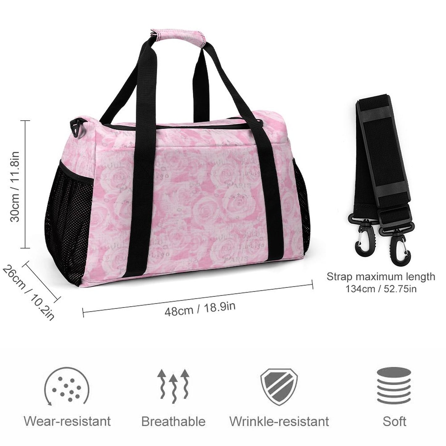 Travel Duffel Bag - Pink - Paris
