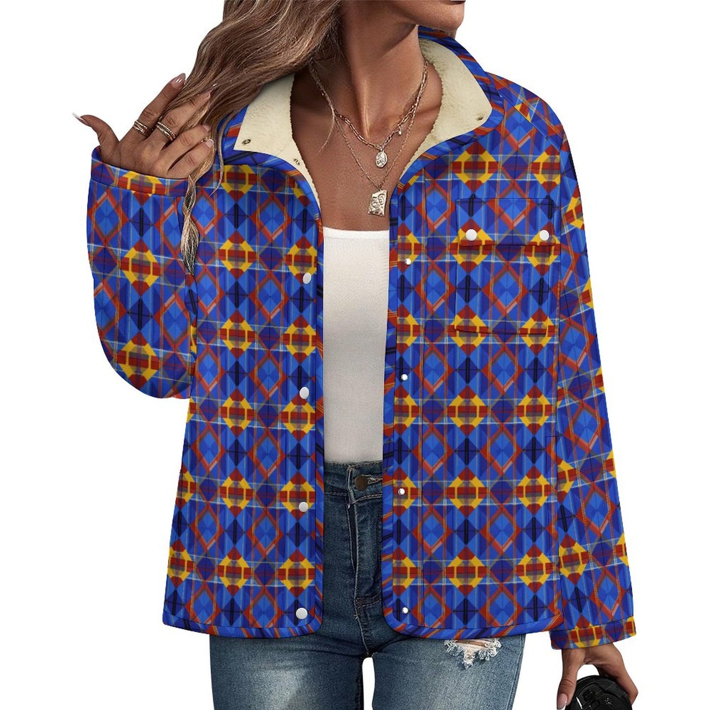 Stand-up Collar Fleece Casual Jacket
