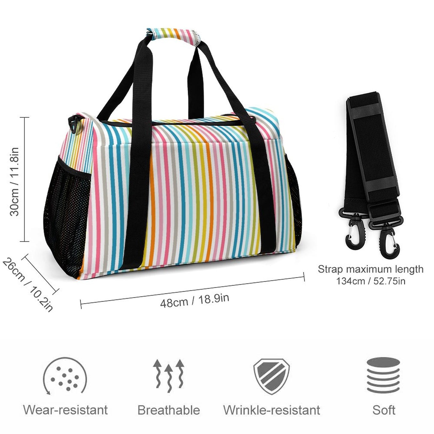 Travel Duffel Bag  - Rainbow striped