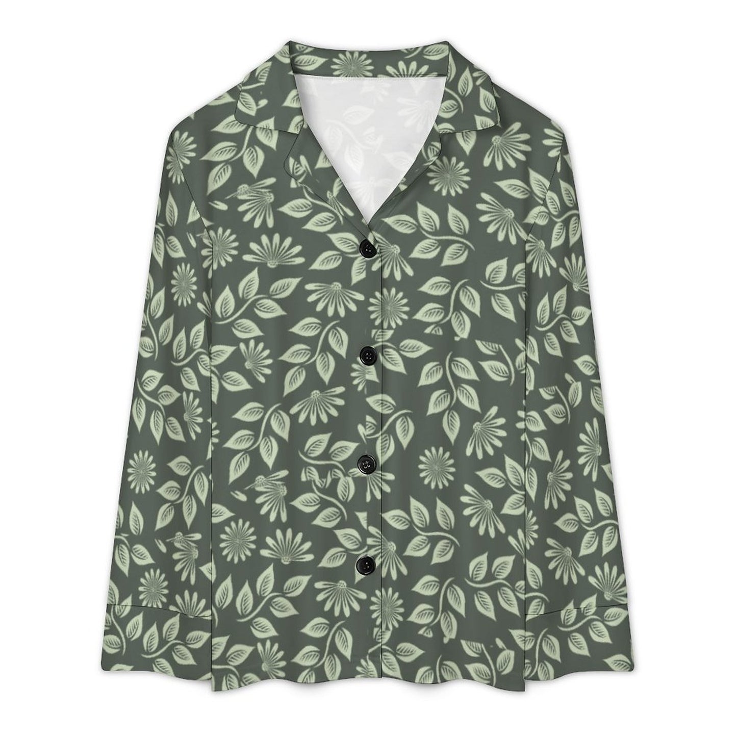 V-Neck Women Night Wear Suit Green Ivy