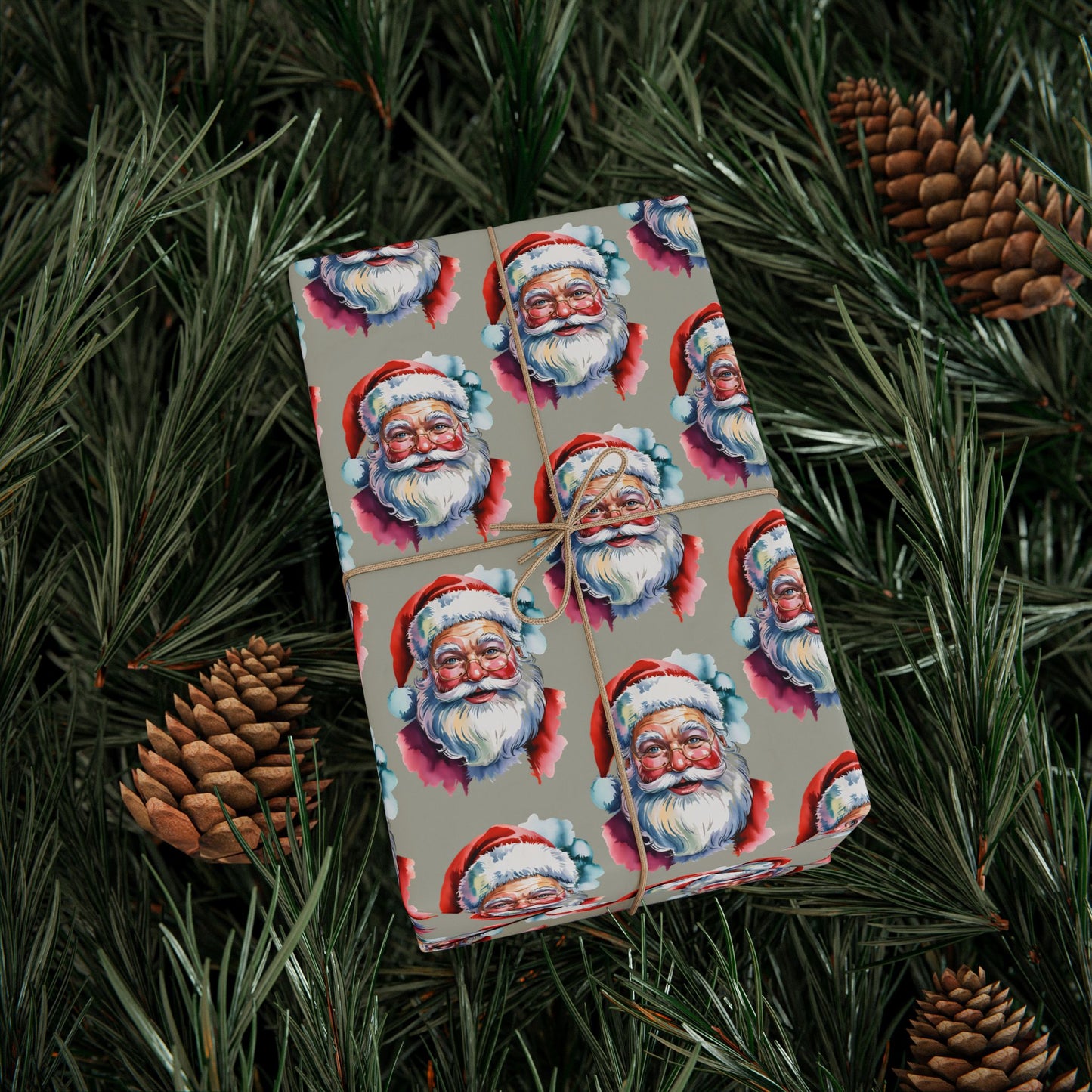 Santa Face Wrapping Paper Roll — Festive Holiday Gift Wrap