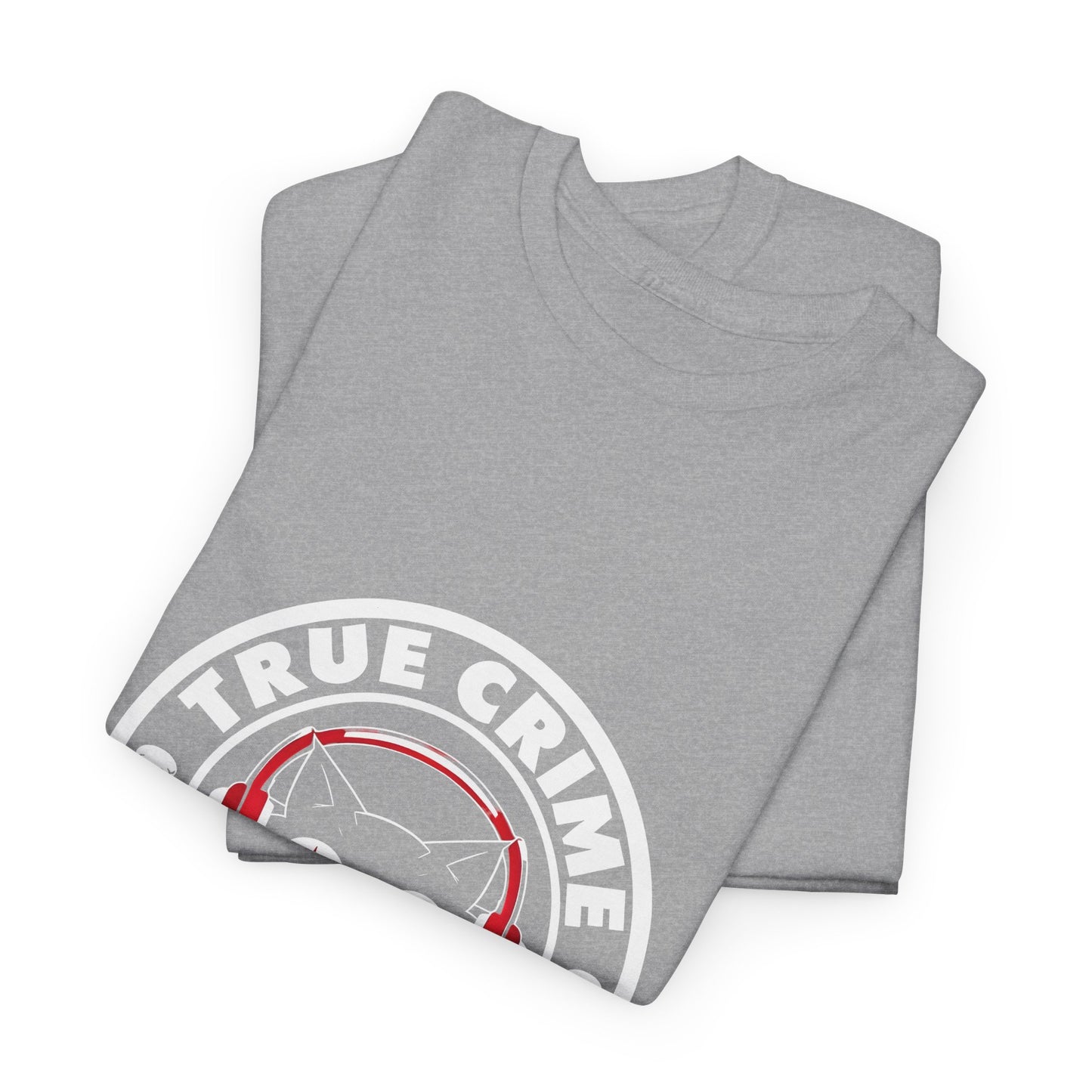 True Crime Podcast Tee — Cat with Headphones Logo