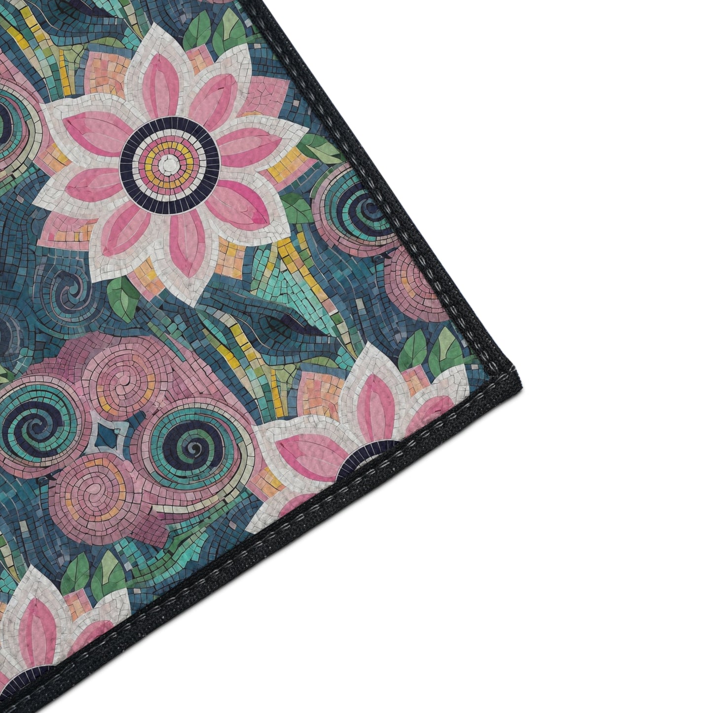 Floral Boho Heavy-Duty Floor Mat — Pink Lotus Pattern Rug