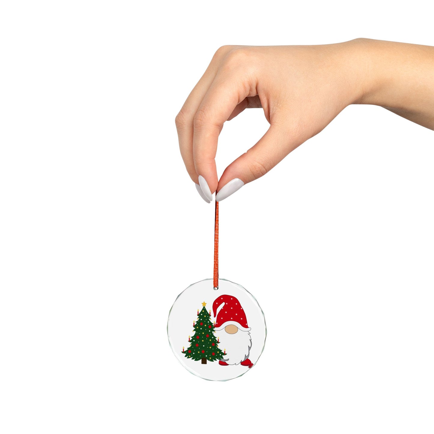 Heart Crystal Ornament — Cute Gnome with Christmas Tree Holiday Decoration
