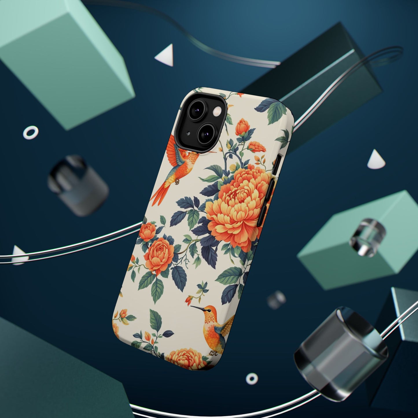 Floral Hummingbird Magnetic Phone Case — Impact-Resistant Protective Cover