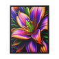 Vibrant Neon Floral Matte Canvas Print — Framed Wall Art