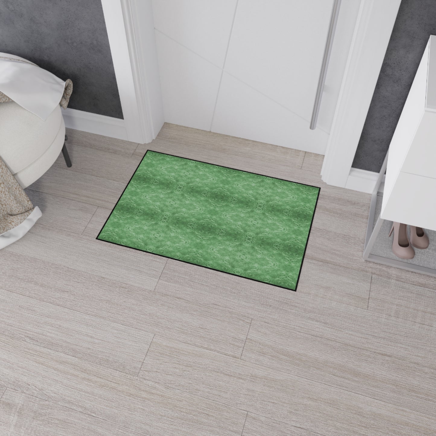 Green Textured Heavy-Duty Floor Mat — Durable Indoor/Outdoor Entry Rug
