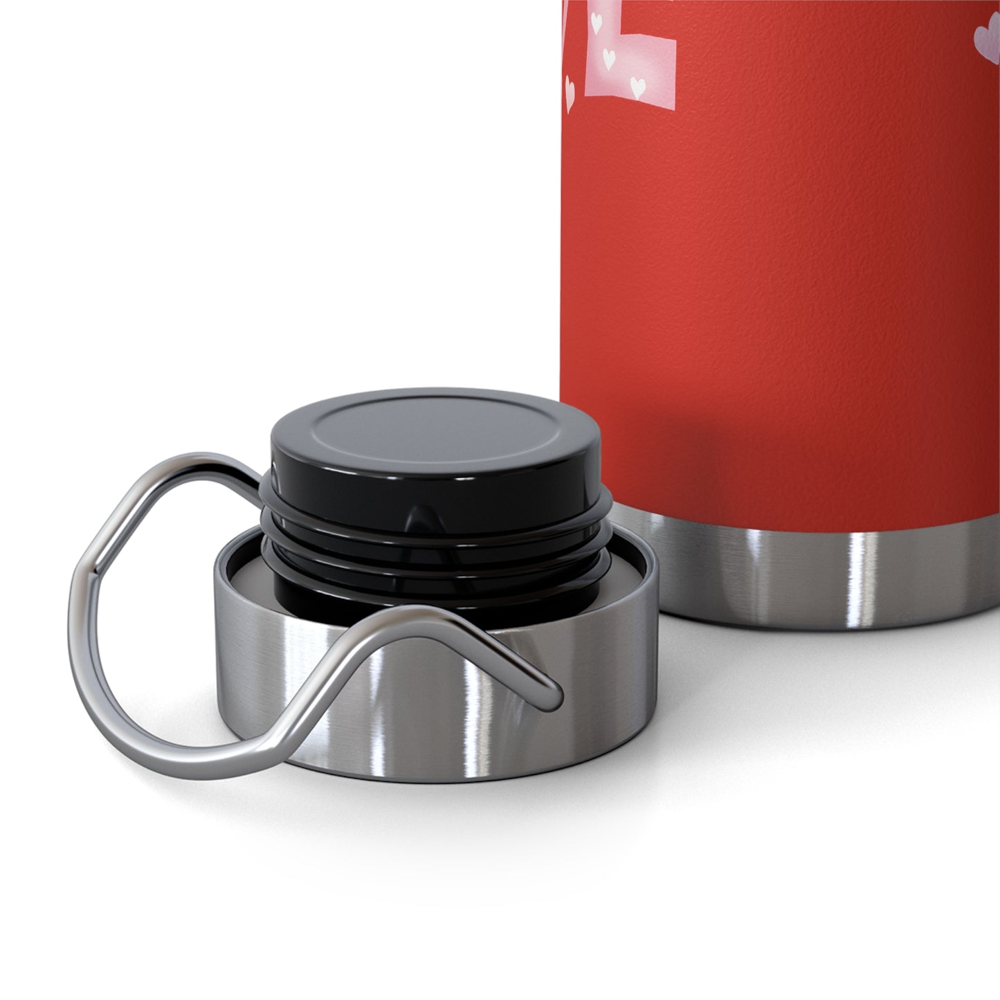22oz Insulated Bottle — Red 'LOVE' Floral Valentine Water Bottle