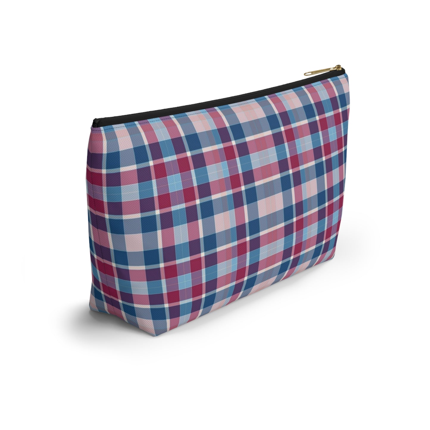 Plaid Accessory Pouch — Blue & Pink Tartan Makeup Bag