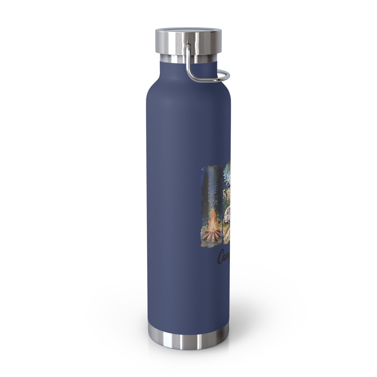 Insulated Camping Water Bottle 22oz — 'Camping Life' Outdoor Vacuum Flask