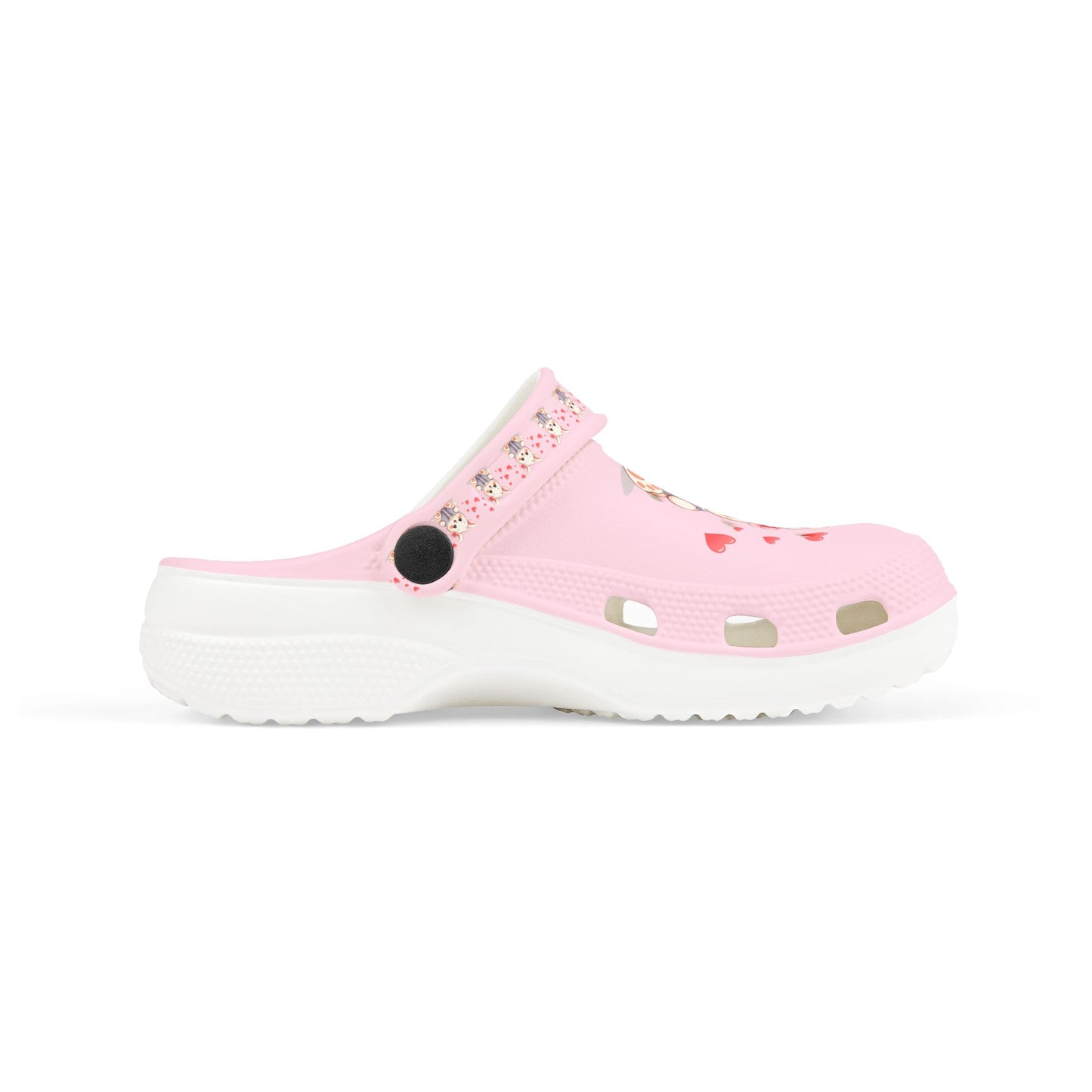 Kids Pink Bunny Clogs — Cute EVA Foam Slip-On Shoes with Hearts