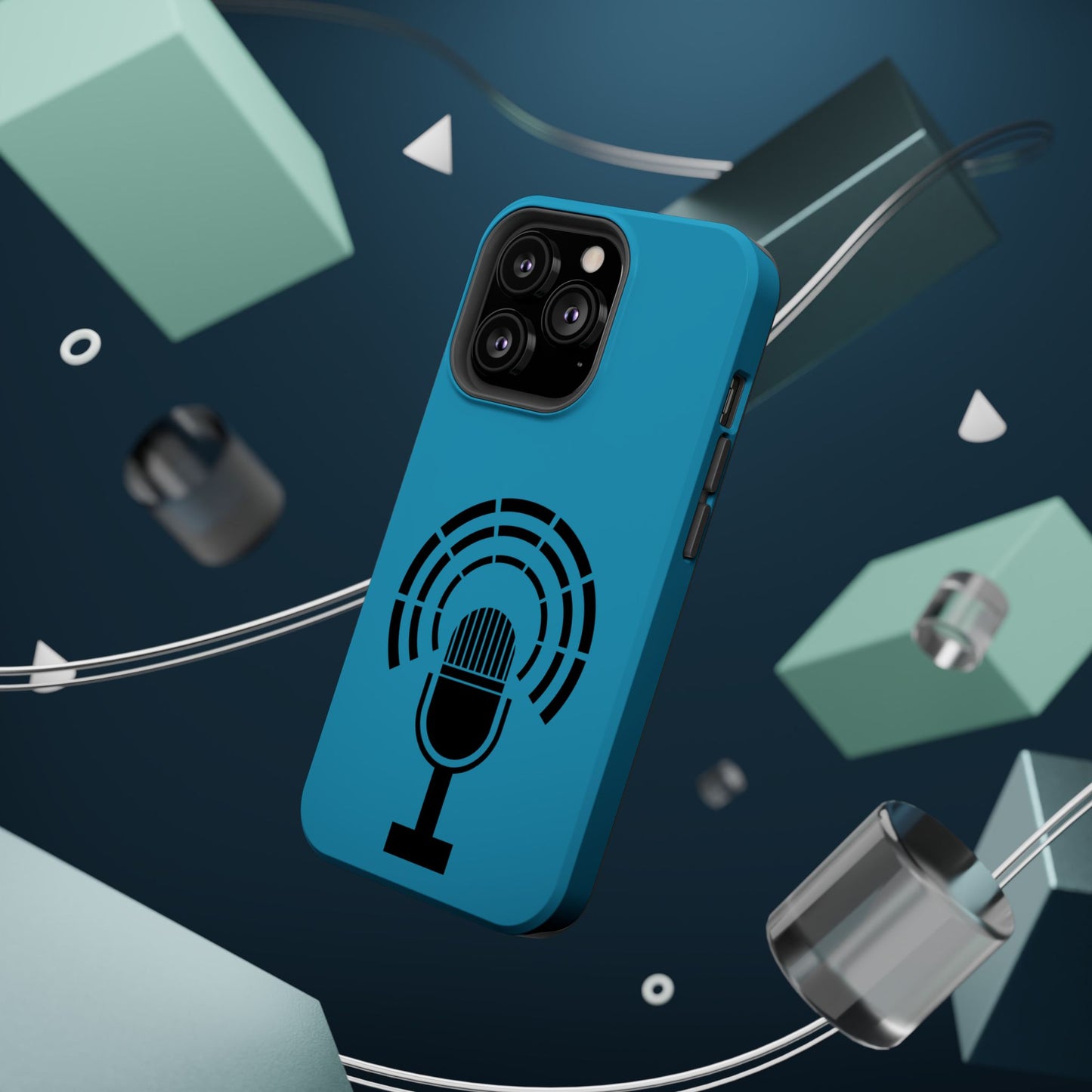Phone Case — Retro Microphone Podcast Design, Magnetic Impact-Resistant