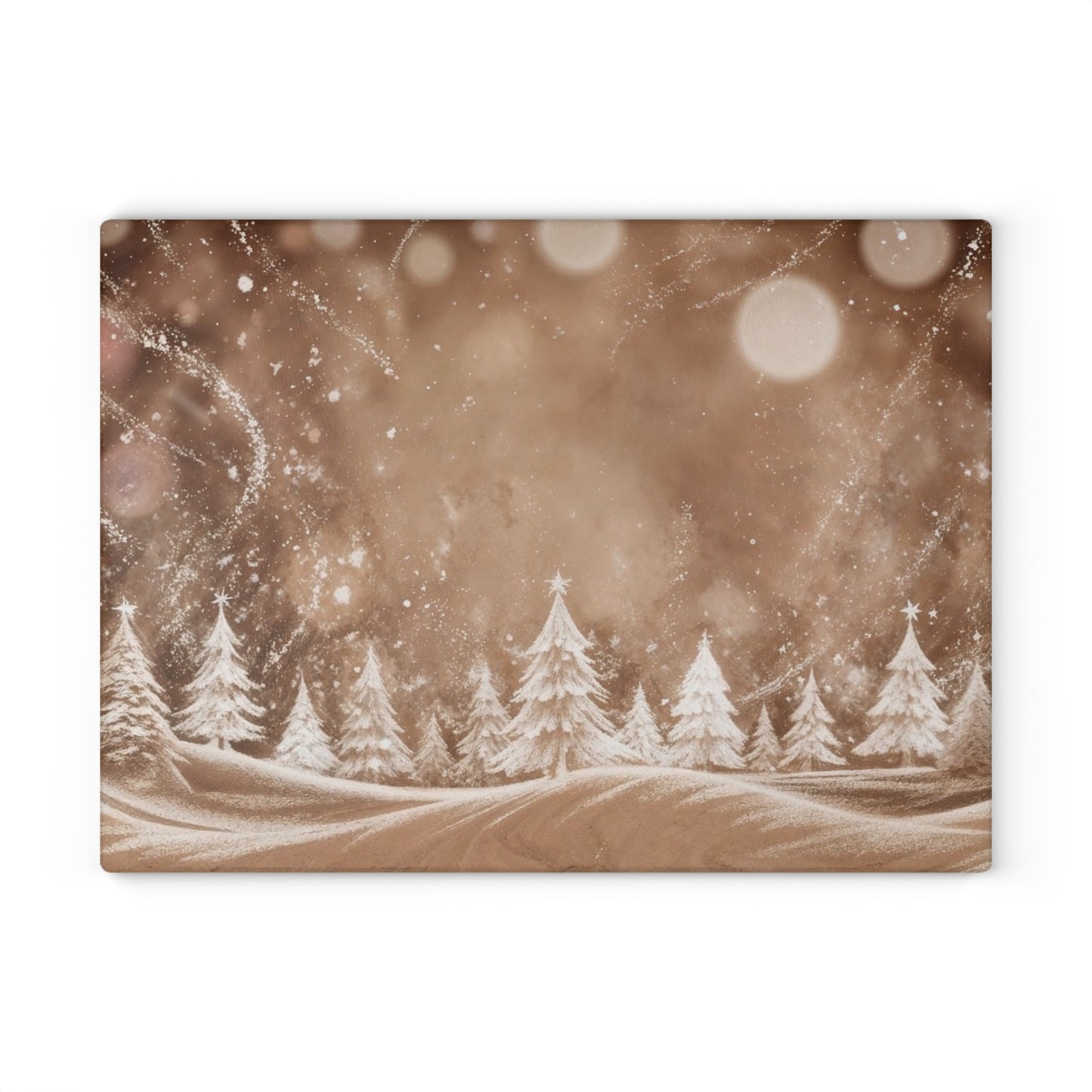 Winter Wonderland Glass Cutting Board – Snowy Pine Trees Holiday Kitchen Decor