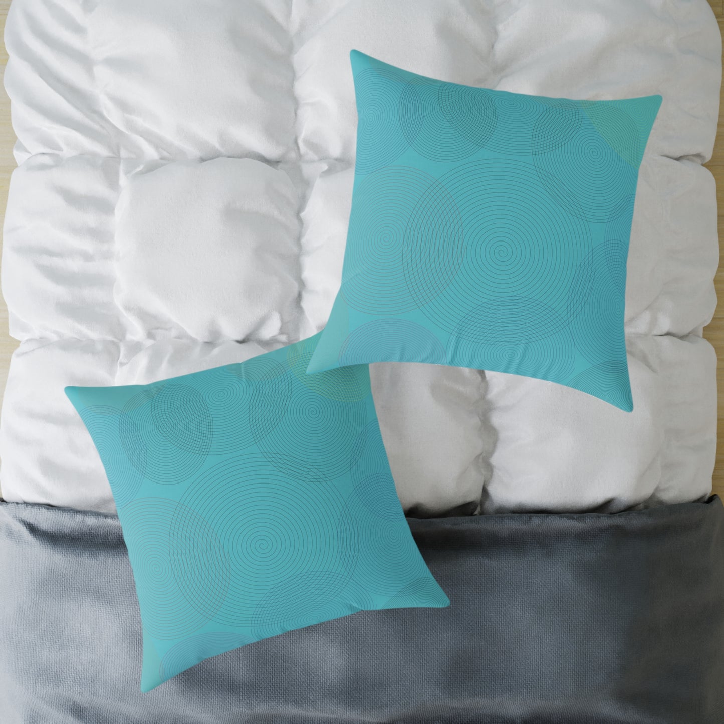 Turquoise Geometric Circle Accent Pillow — Modern Square Throw Pillow