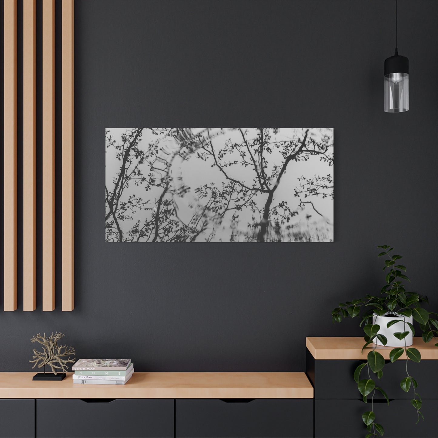 Canvas Wall Art — Monochrome Blurred Ferris Wheel with Tree Silhouettes
