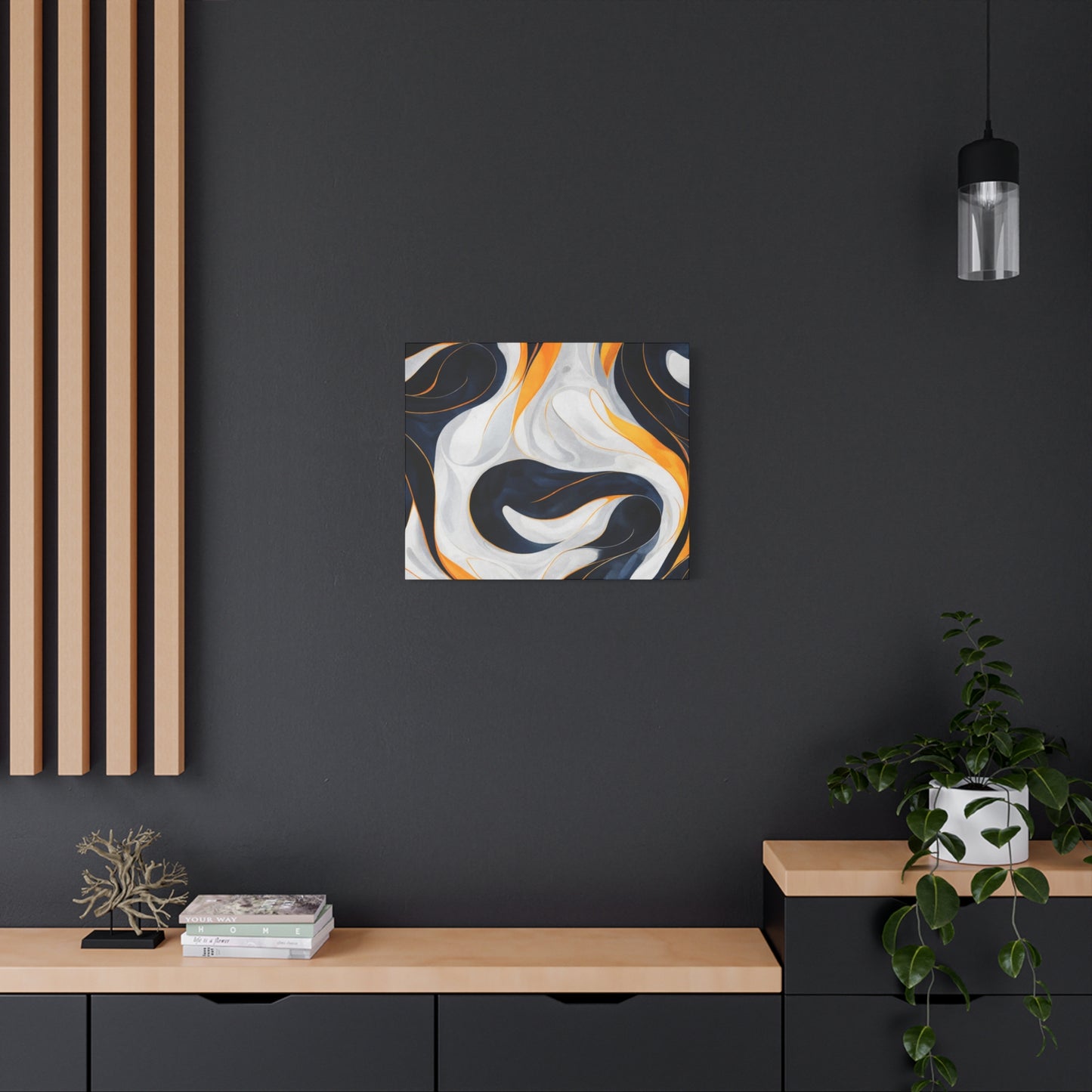 Abstract Navy & Gold Swirl Matte Canvas Wall Art