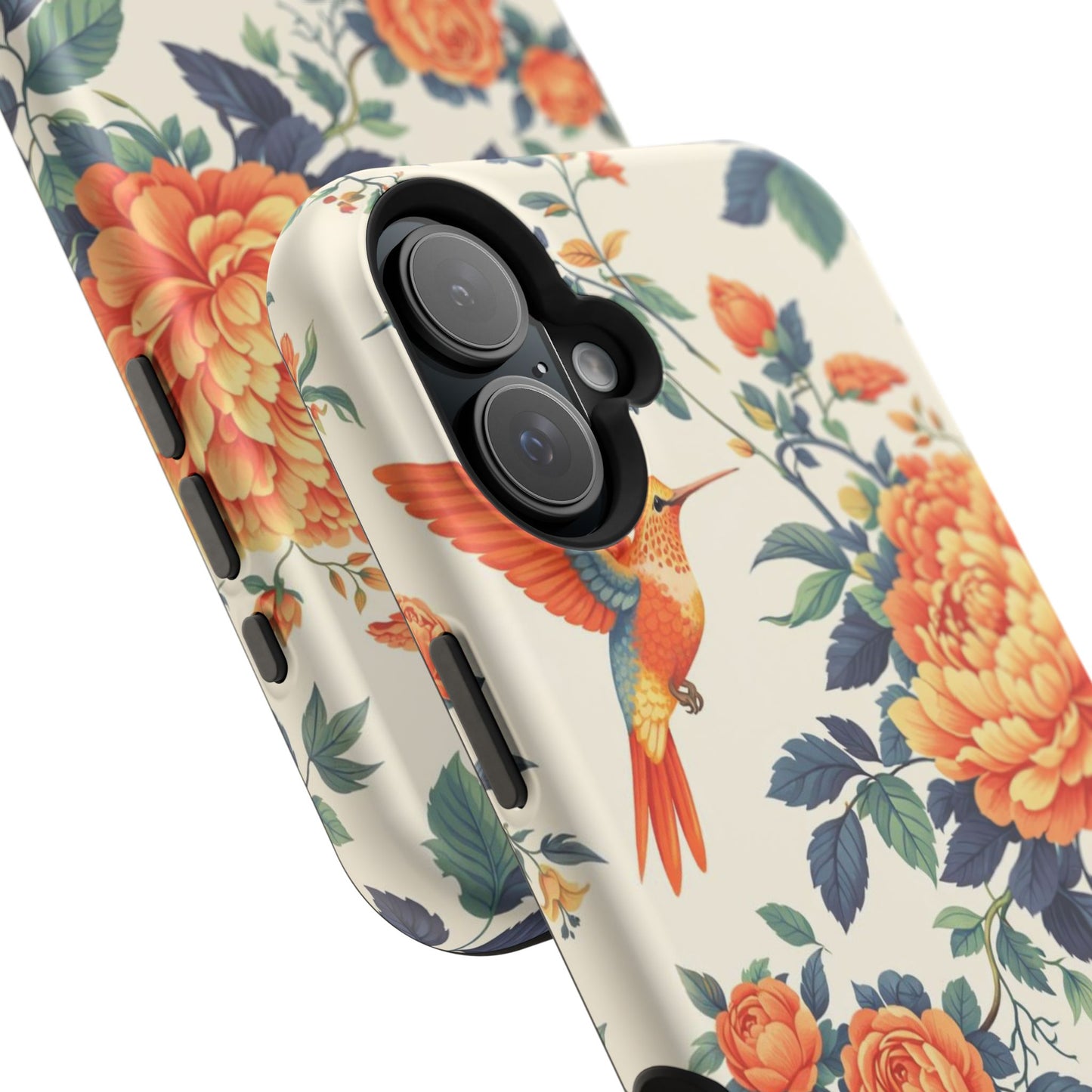 Floral Hummingbird Magnetic Phone Case — Impact-Resistant Protective Cover