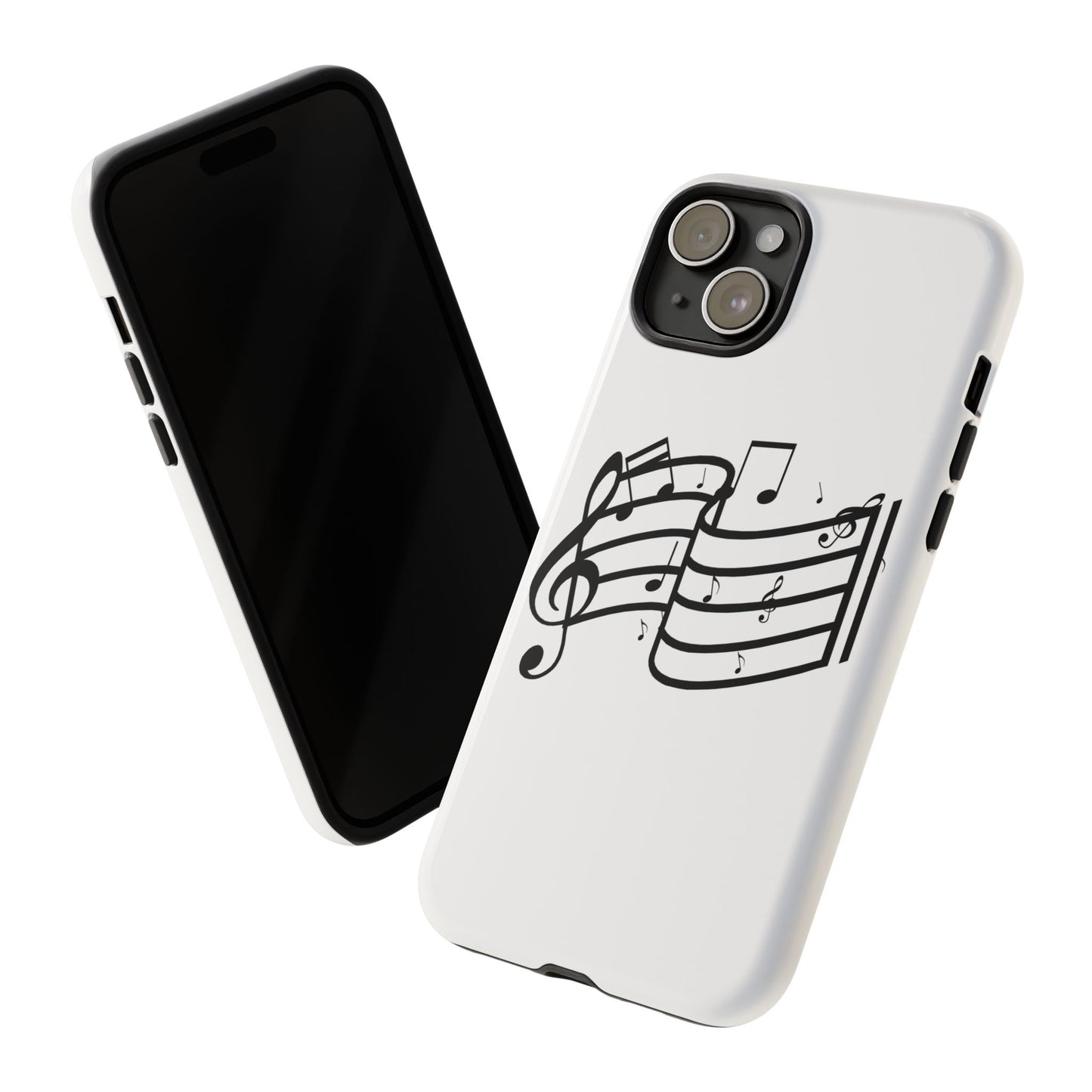 Musical Notes Phone Case — Black Treble Clef Music Staff Tough Case