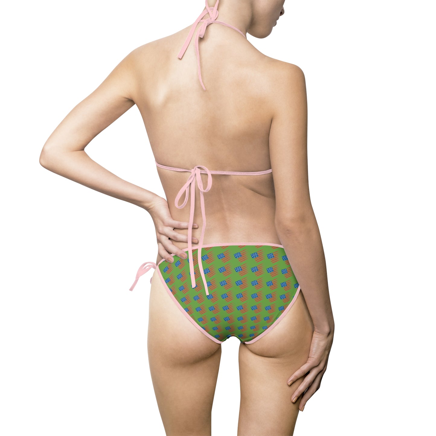Vibrant Green Polka Dot Women's Bikini, Summer Swimwear, Beach Ready, Pool Party Essential, Vacation Must-Have