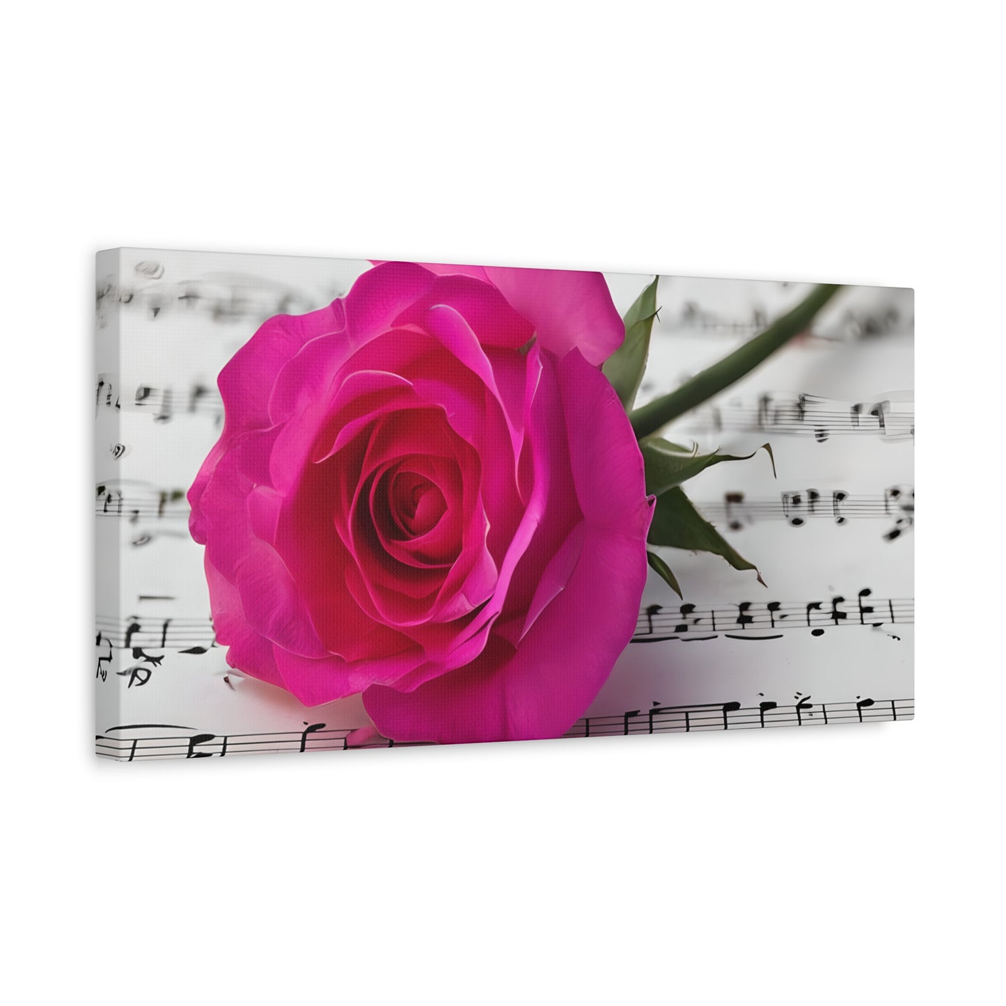 Stretched Canvas Art Print, Classic Rose on Sheet Music, Floral Wall Decor, Home Decoration, Gift for Music Lovers