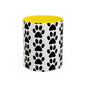 Paw Print Accent Coffee Mug - Dog Lover Gift, Black and White Pet Mug, Cute Animal Decor, Personalized Pet Owner Present, Coffee Tea Cup