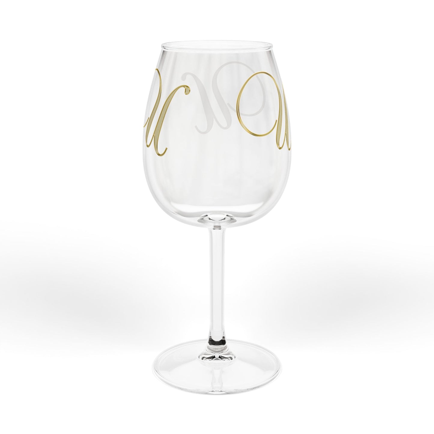 Monogram U Gold Script 12oz Wine Glass — Elegant Personalized Stemware