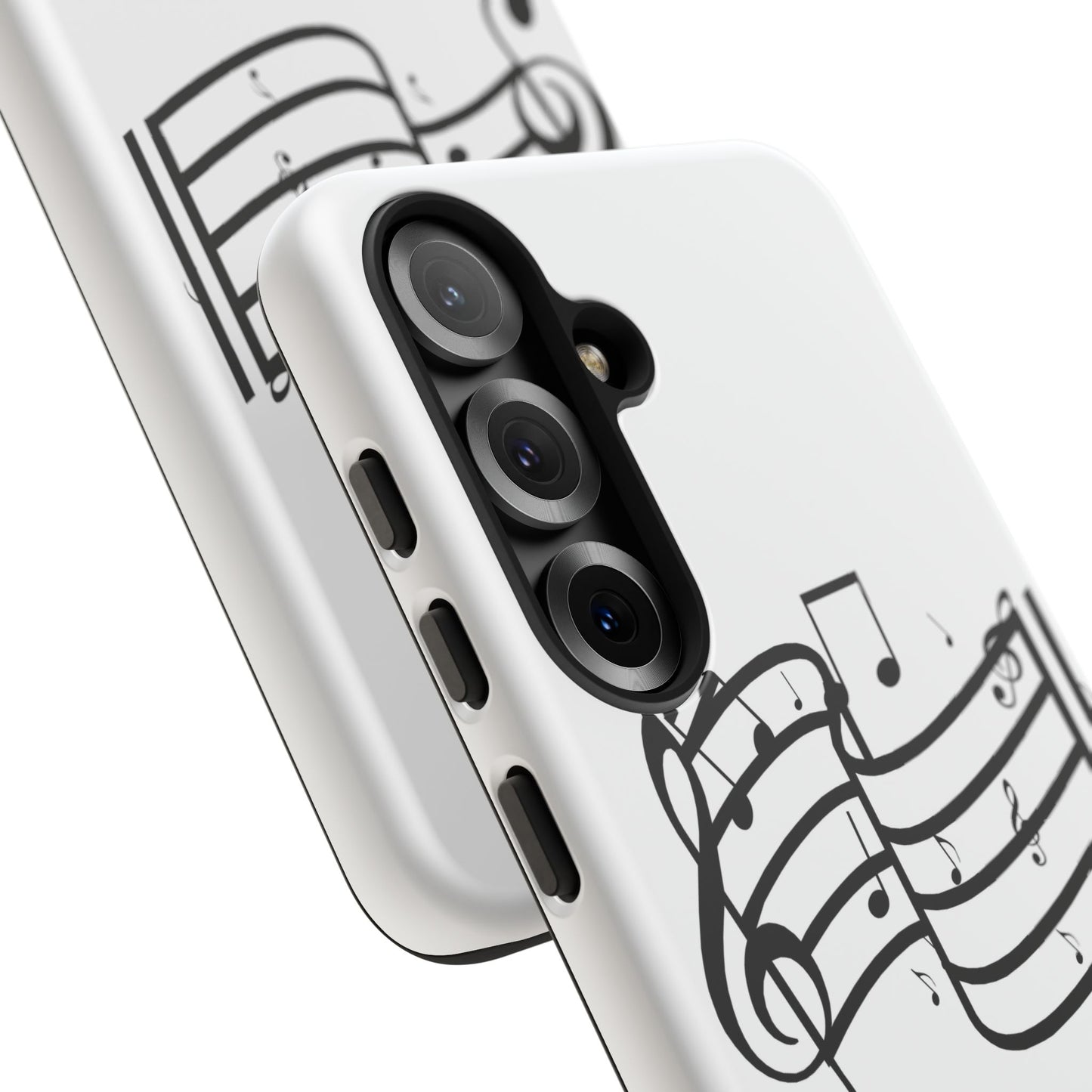 Musical Notes Phone Case — Black Treble Clef Music Staff Tough Case