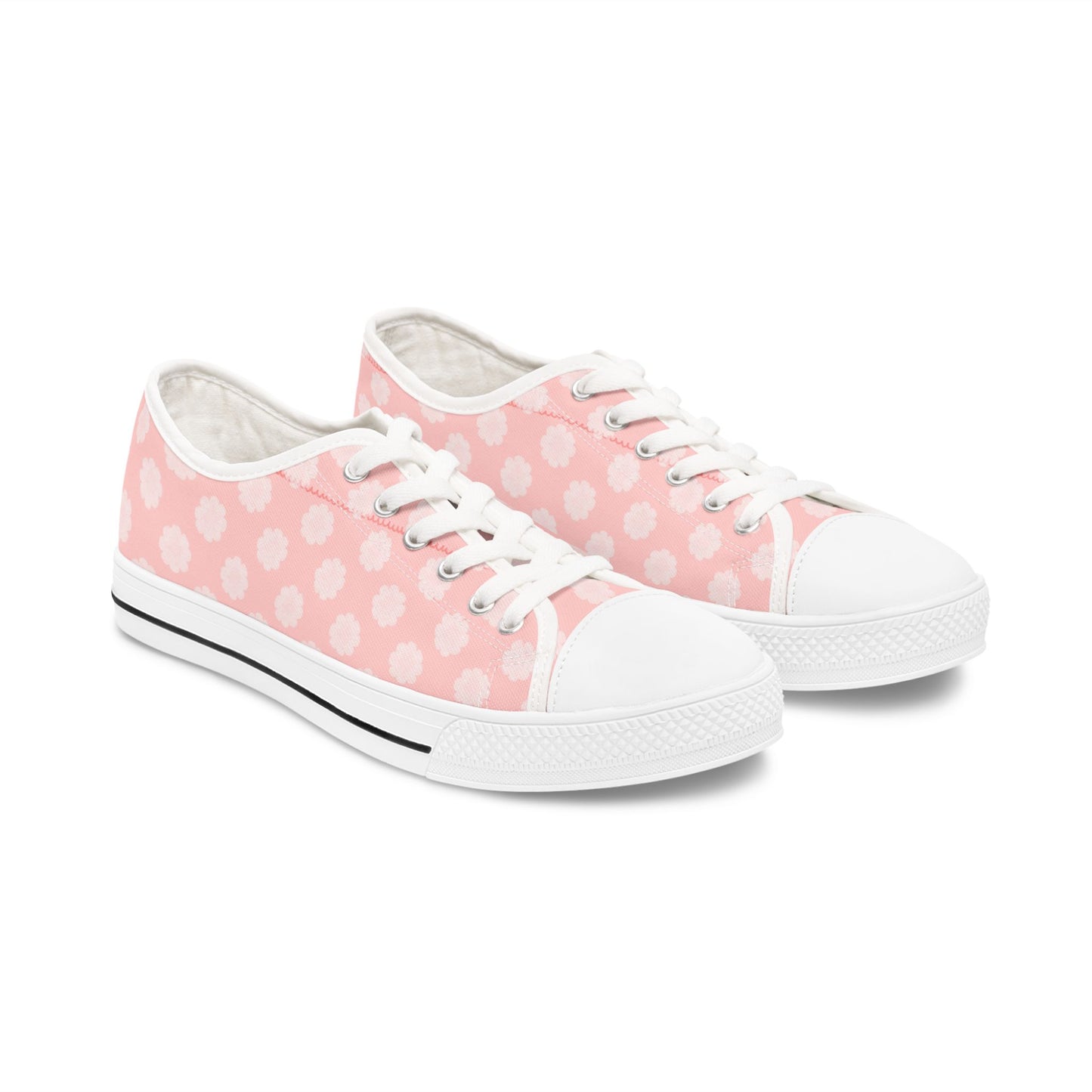 Pink Daisy Low Top Sneakers —  Floral Canvas Casual Shoes