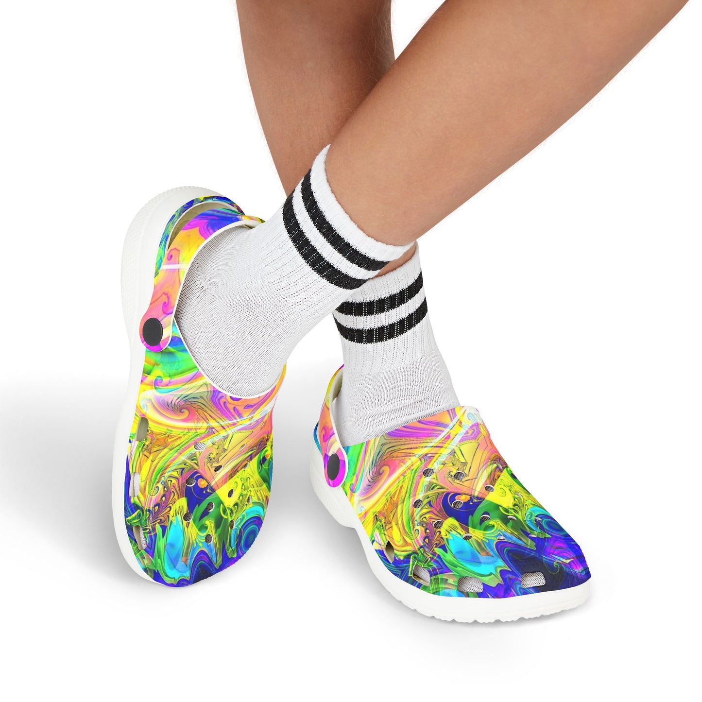 Kids Tie-Dye Swirl EVA Foam Clogs — Colorful Watercolor Slip-On Sandals