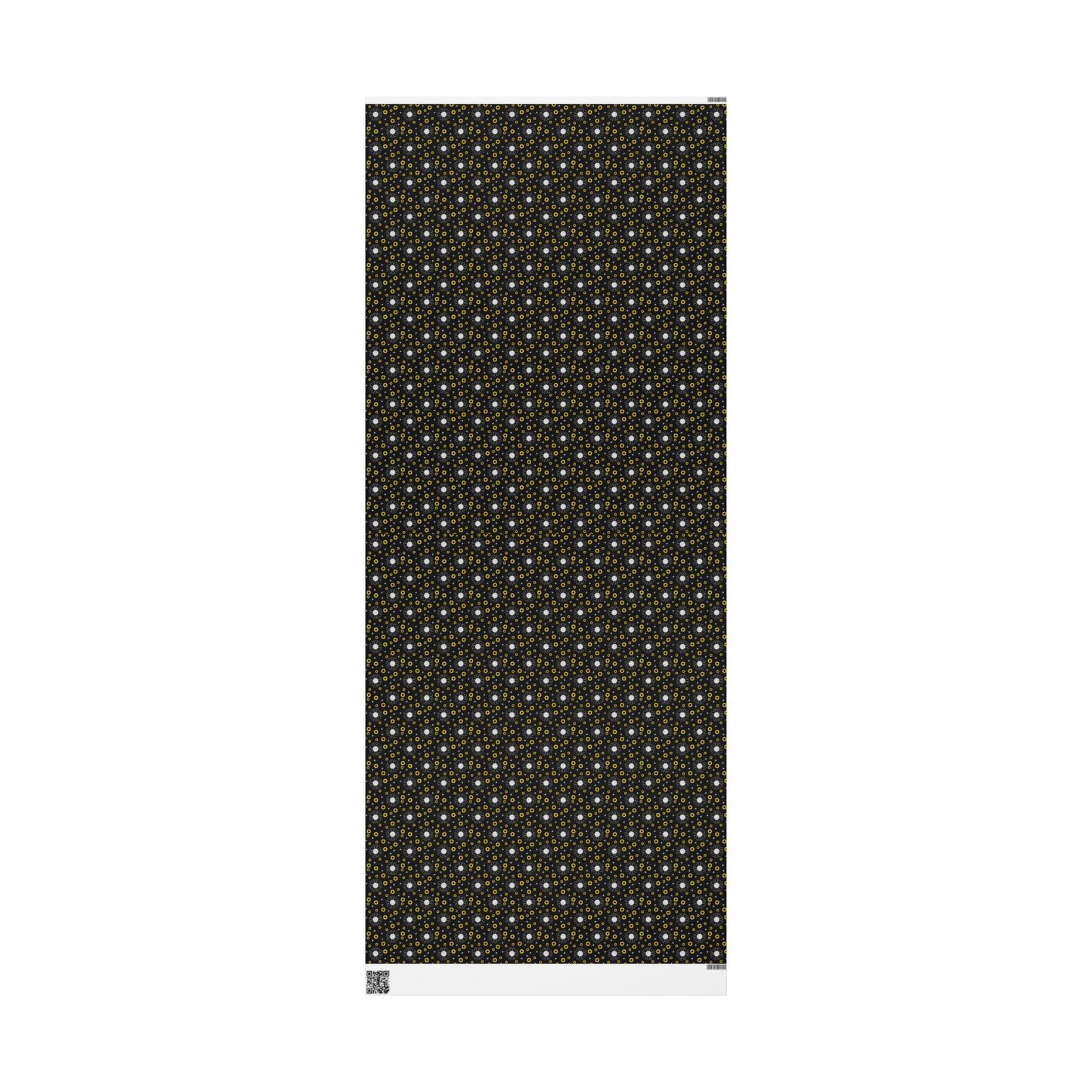 Sunflower Doodles Wrapping Paper Roll — Black & Yellow Floral Gift Wrap