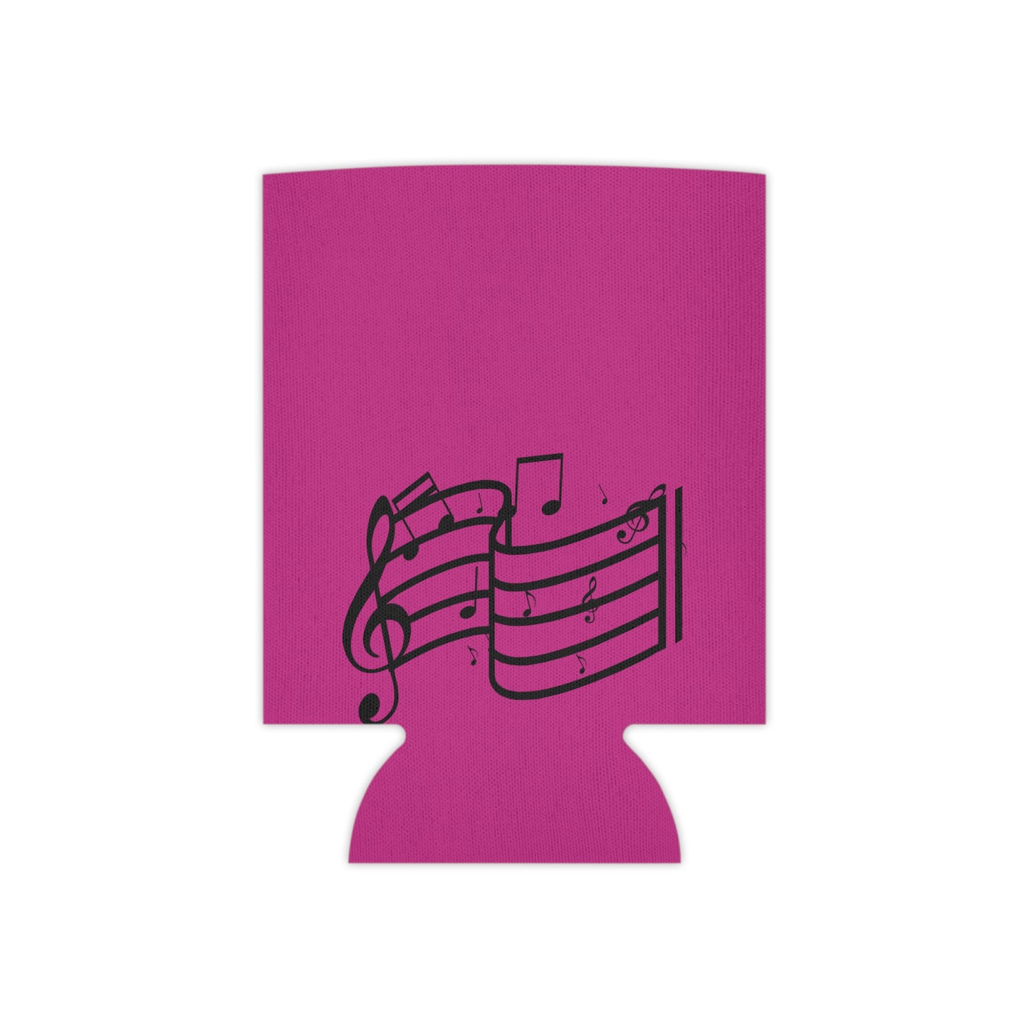Musical Notes Can Cooler – Pink Neoprene Beverage Koozie for Music Lovers