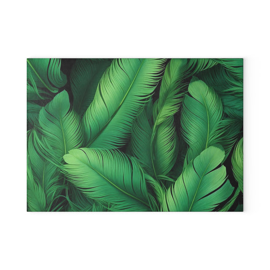 Tropical Glass Cutting Board, Kitchen Decor, Gift for Chefs, Leaf Design, Eco-Friendly Kitchen Essentials, Cookware