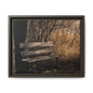 Framed Matte Canvas Print — Autumn Park Bench Photography