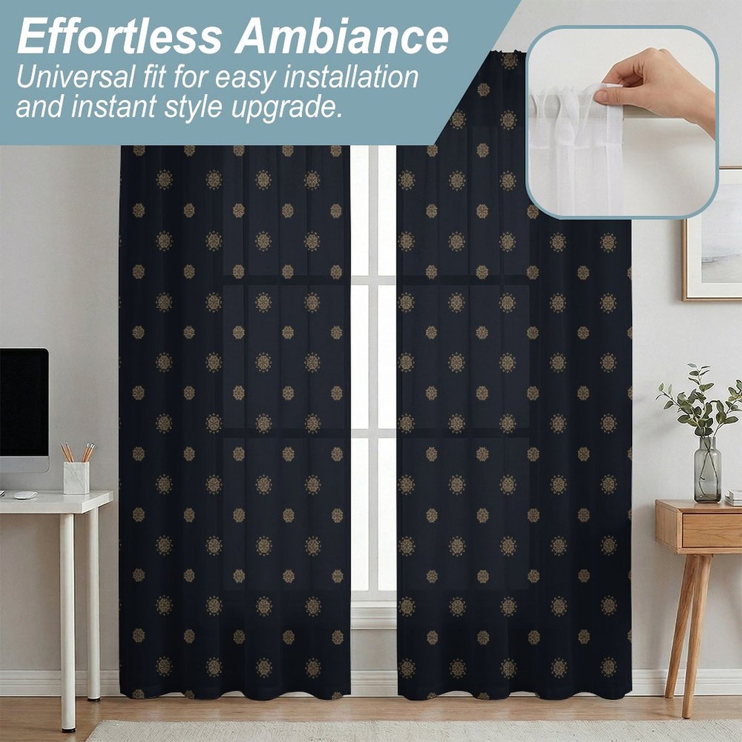 Sheer Curtain Navy Blue