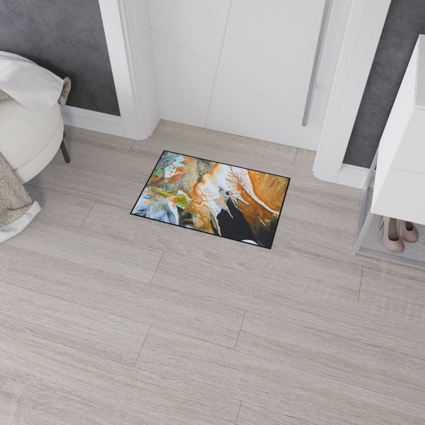 Abstract Amber Splash Heavy Duty Floor Mat