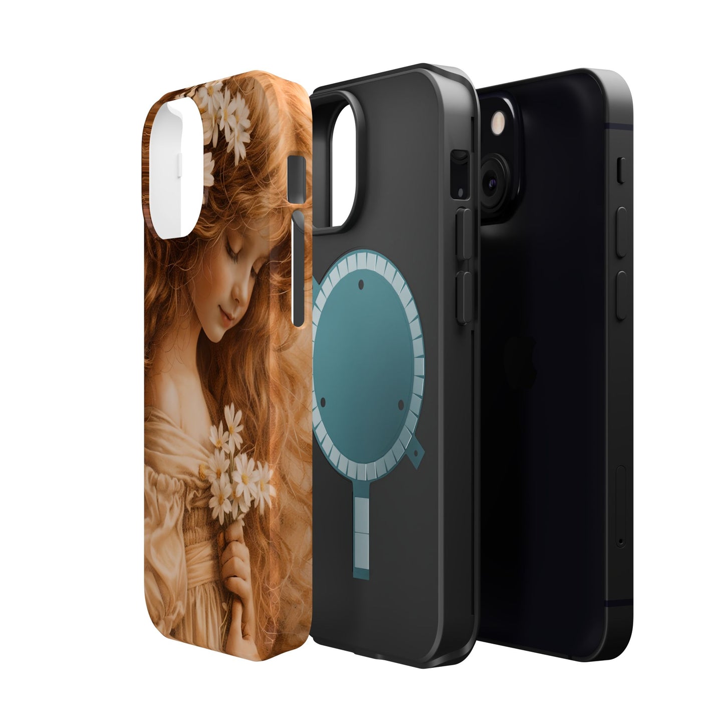 Vintage Floral Girl Magnetic Impact Phone Case — Protective iPhone Cover with Sepia Art