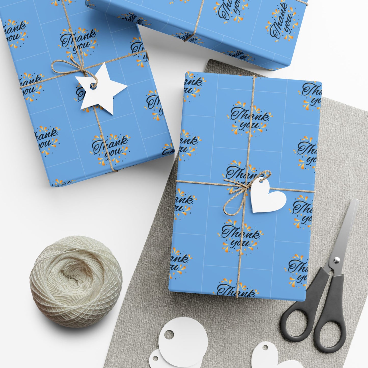 Gift Wrap Paper — 'Thank You' Confetti Pattern (Minimal White & Gold)