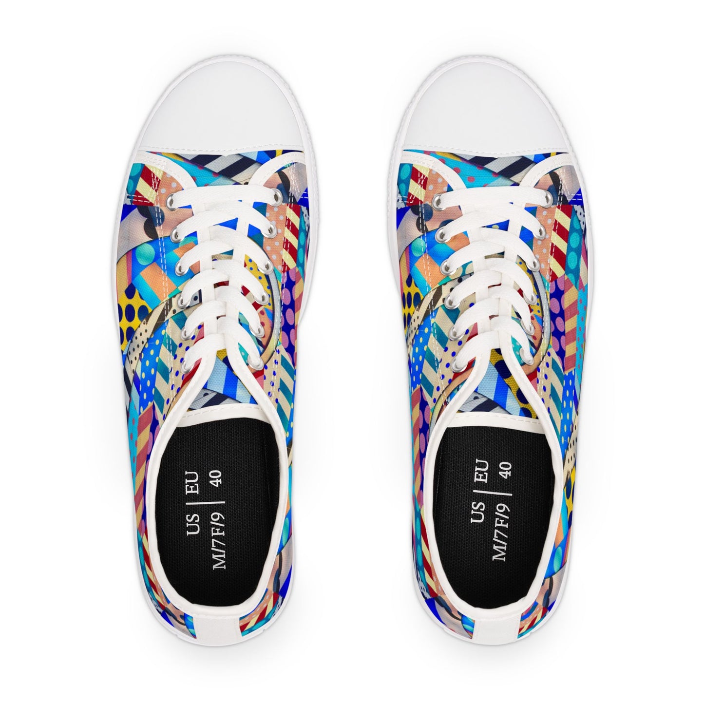 Colorful Abstract Pattern Low Top Sneakers – Bold Geometric Print