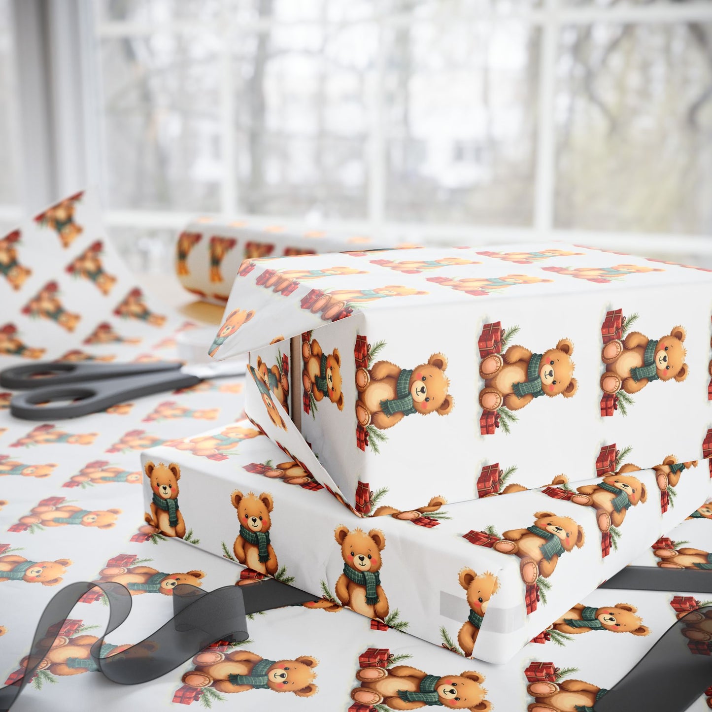 Teddy Bear Bouquet Wrapping Paper – Cute Kids Gift Wrap Roll