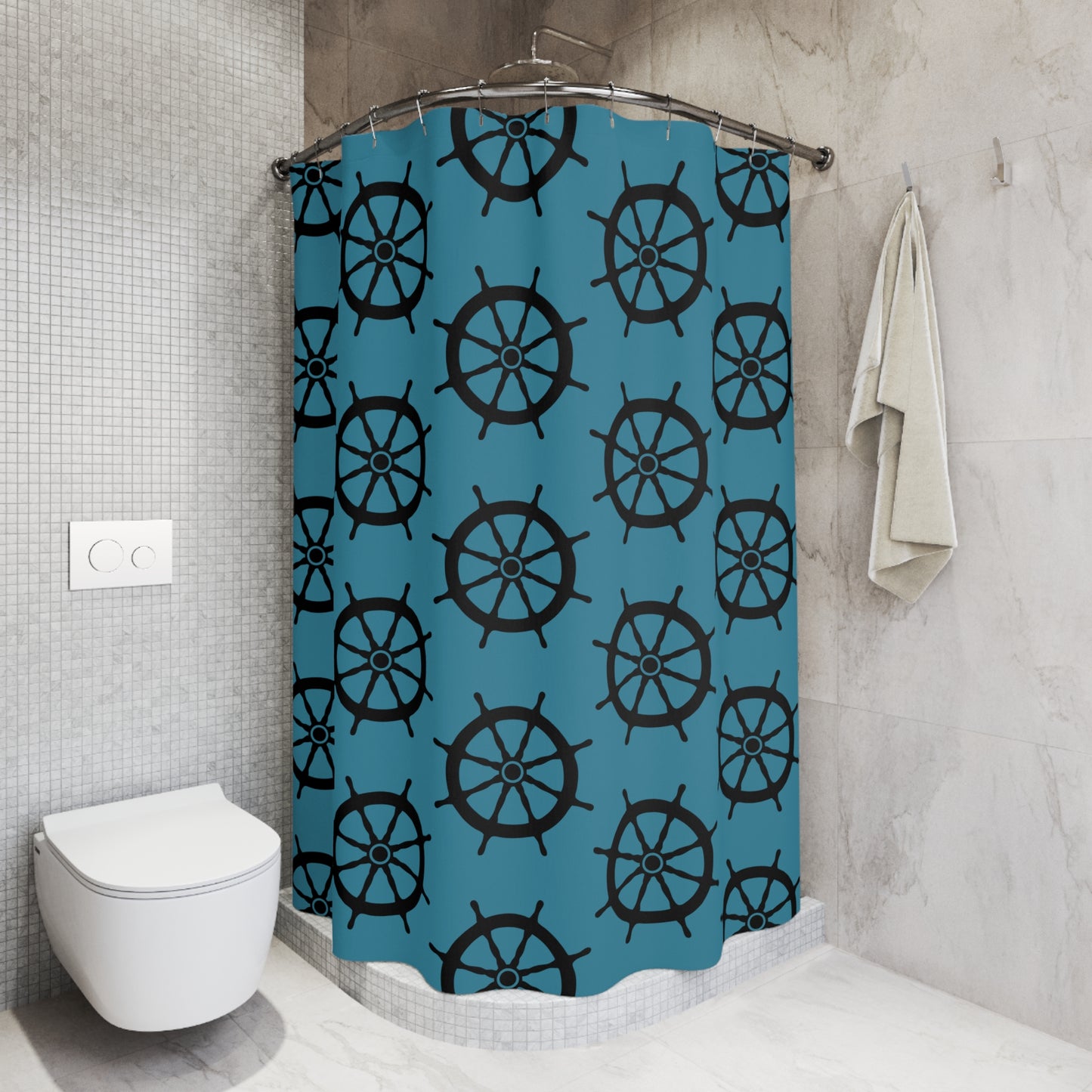 Nautical Shower Curtain, Coastal Bathroom Decor, Nautical Theme Gift, Ocean Lover's Shower Curtain, Beach House Accessories, Sailor [...]