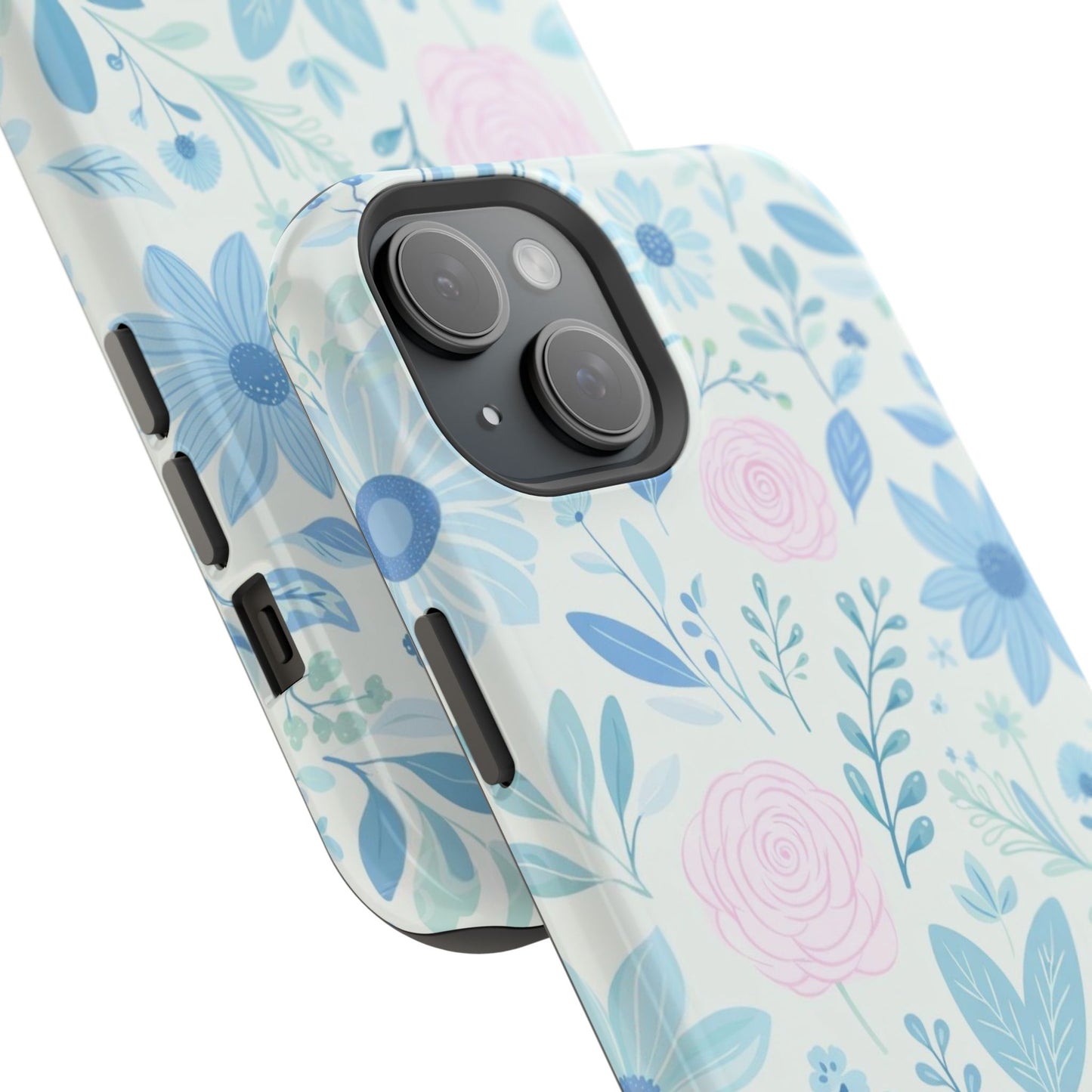 Floral Pastel Magnetic Impact Phone Case — Blue & Pink Botanical Design