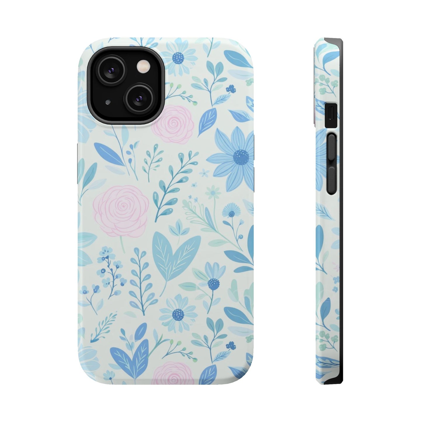 Floral Pastel Magnetic Impact Phone Case — Blue & Pink Botanical Design