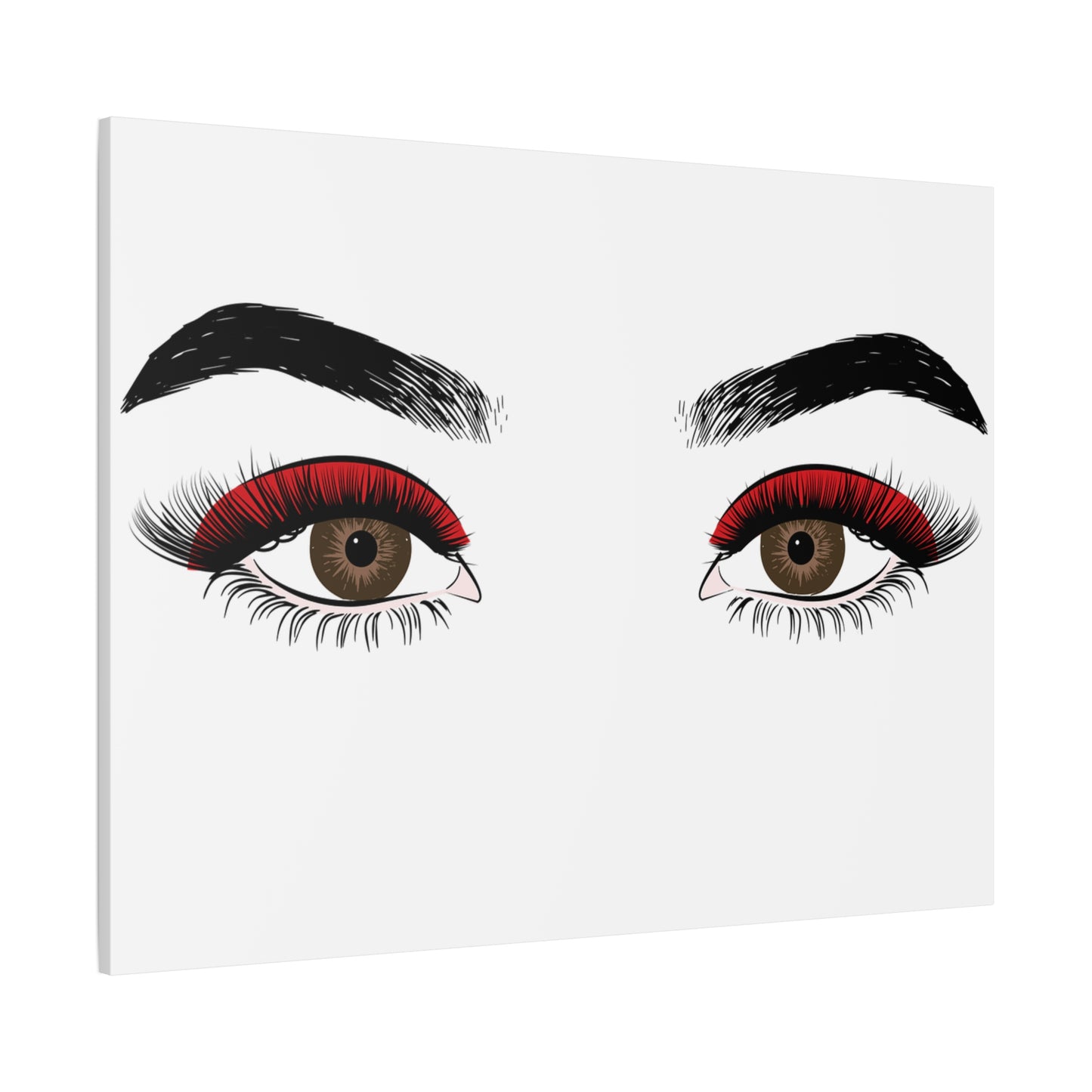 Red Lashes Wall Art Canvas — Glam Eyes Makeup Decor